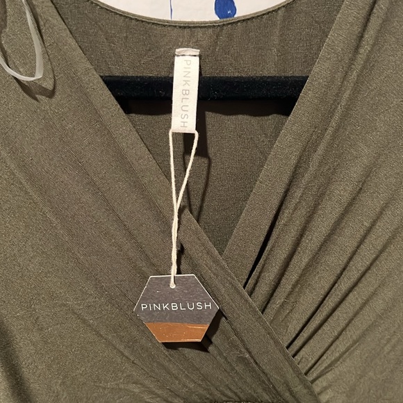 PinkBlush Olive Draped Maternity/Nursing Maxi Dress - Picture 3 of 4